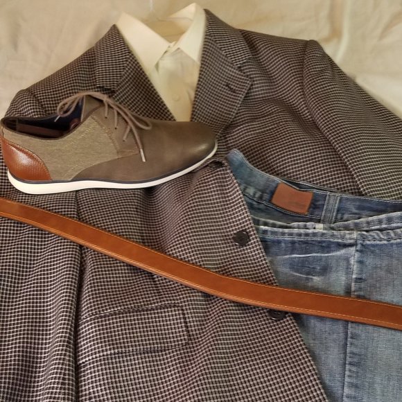 Irvine park Black and grey 38R plaid sport coat - Picture 2 of 6